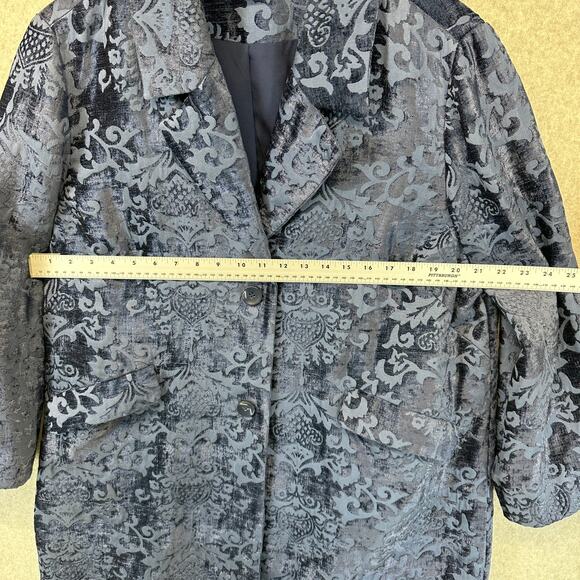 Chico's Chenille Jacquard Jacket Womens Size 3 Blue 100% Polyester Long Sleeve - Picture 7 of 12